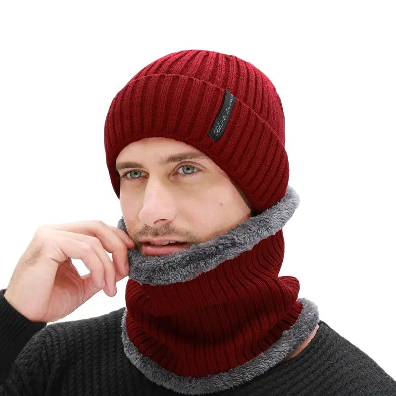 Balaclava Scarf Knitted Hat Set Mask