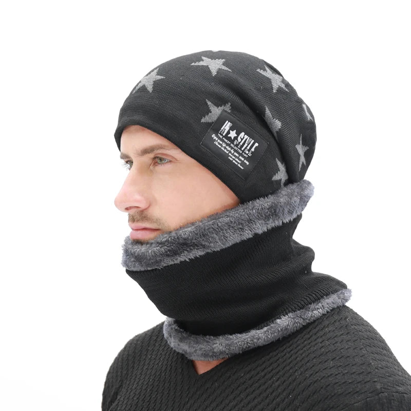 Balaclava Scarf Knitted Hat Set Mask