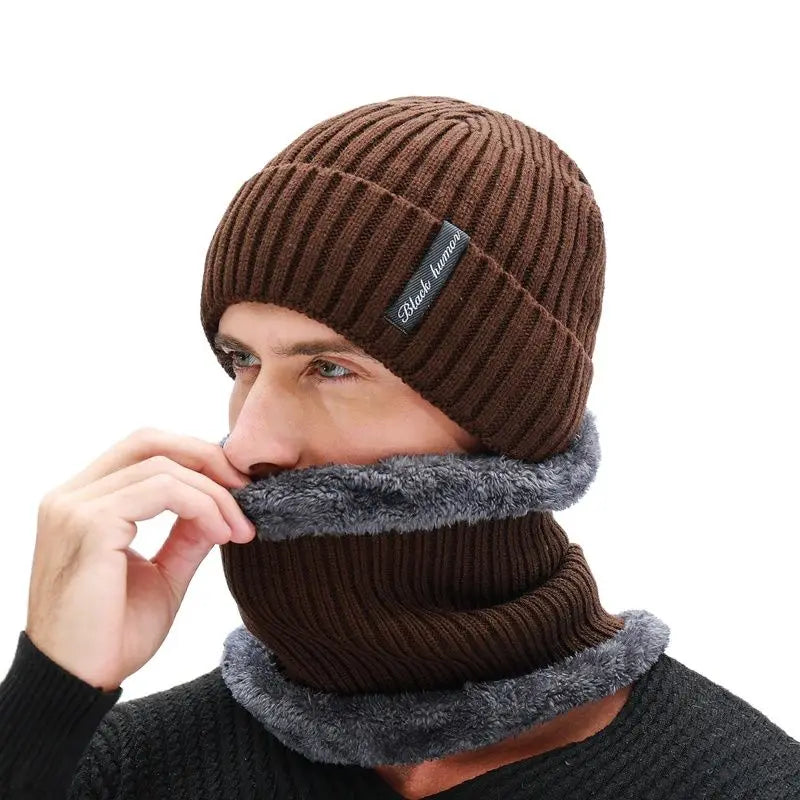 Balaclava Scarf Knitted Hat Set Mask