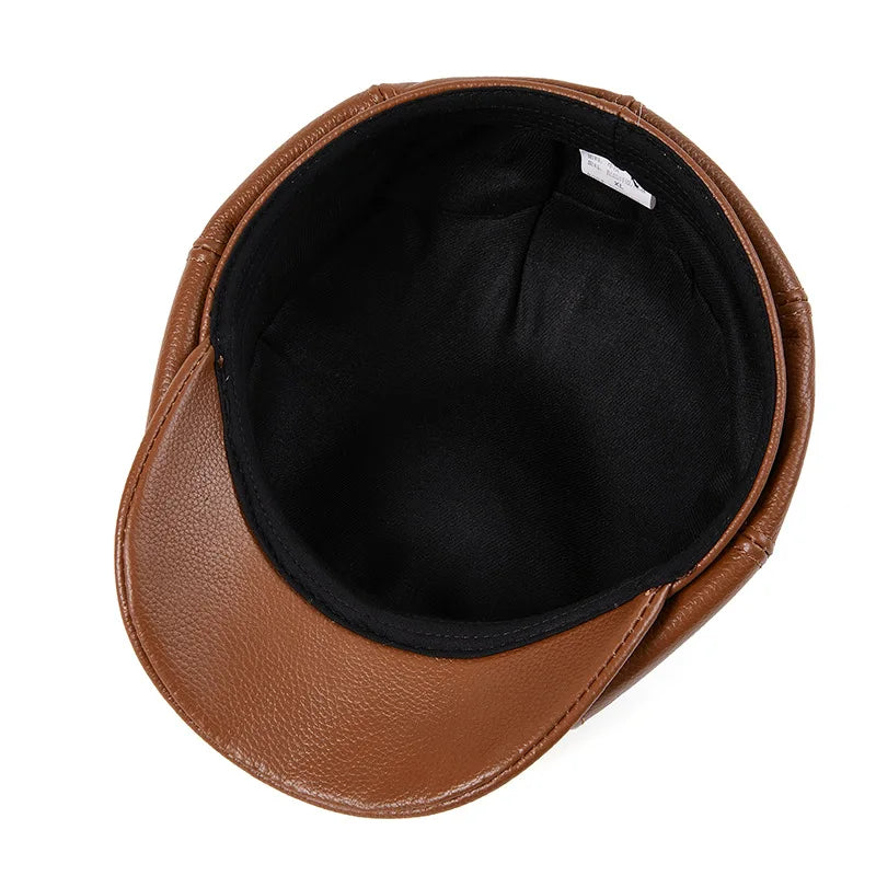 Genuine Leather Beret Hat