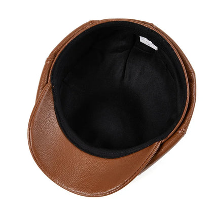 Genuine Leather Beret Hat