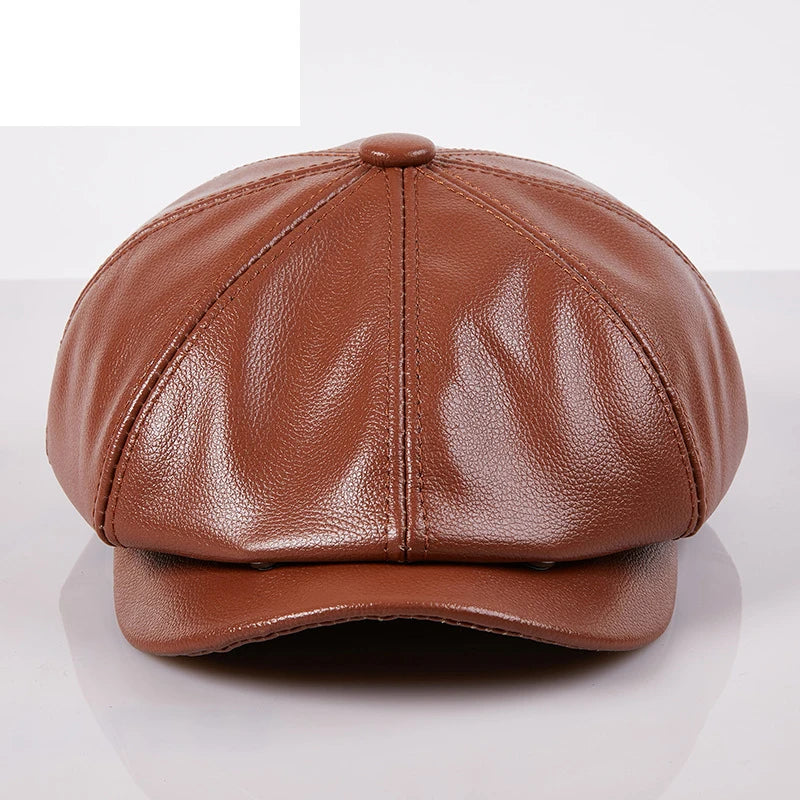 Genuine Leather Beret Hat
