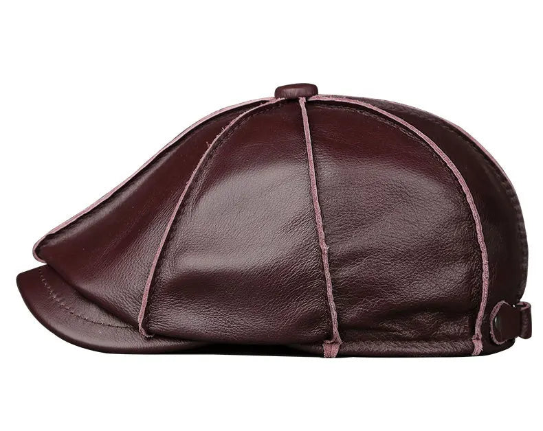 Men's Genuine Leather Warm Octagonal Cap