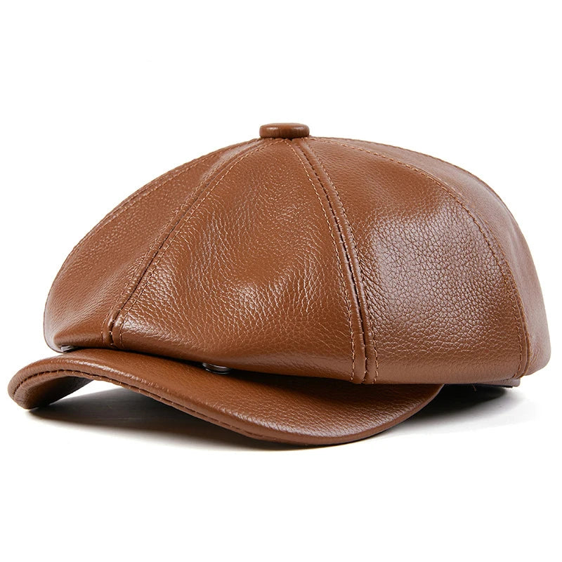 Genuine Leather Beret Hat