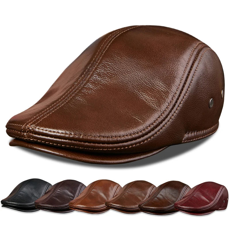Genuine Leather Beret Hat