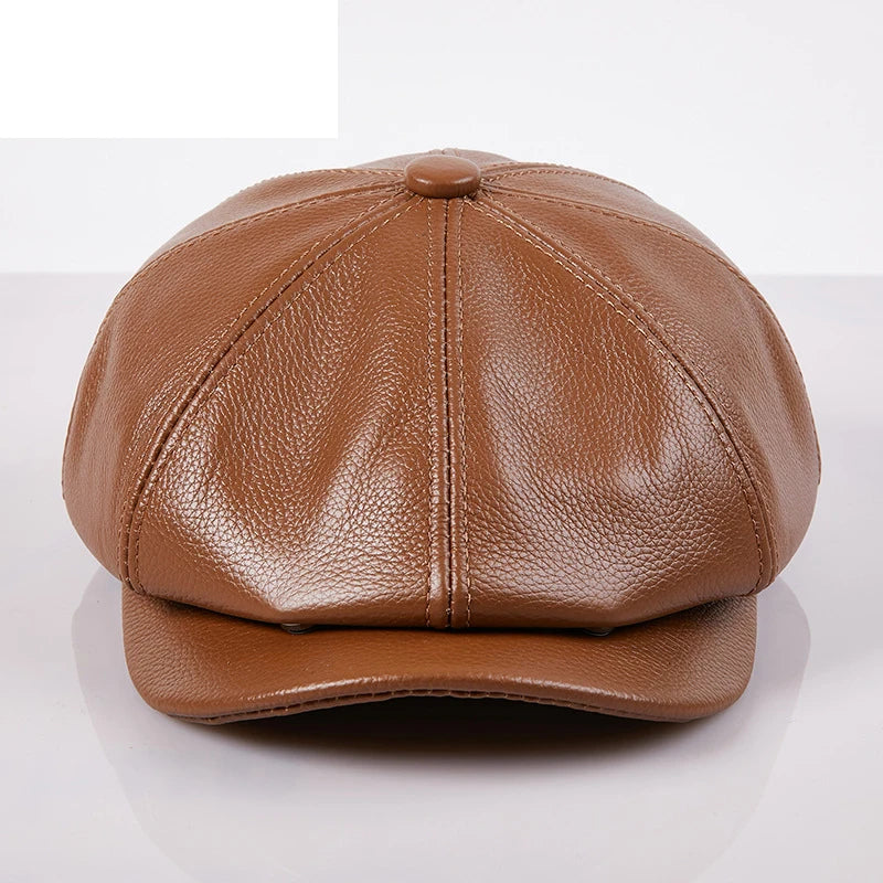 Genuine Leather Beret Hat
